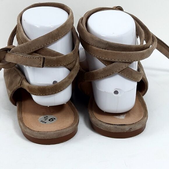 Madewell Women's April Ankle Wrap Flat Suede Leather Taupe Lace Up Flats Us9,5 - Picture 11 of 14